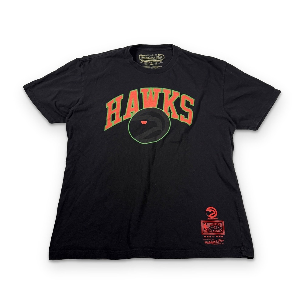 Mitchell & Ness Atlanta Hawks T-Shirt XL Black Hardwood Classics NBA Mens Tee